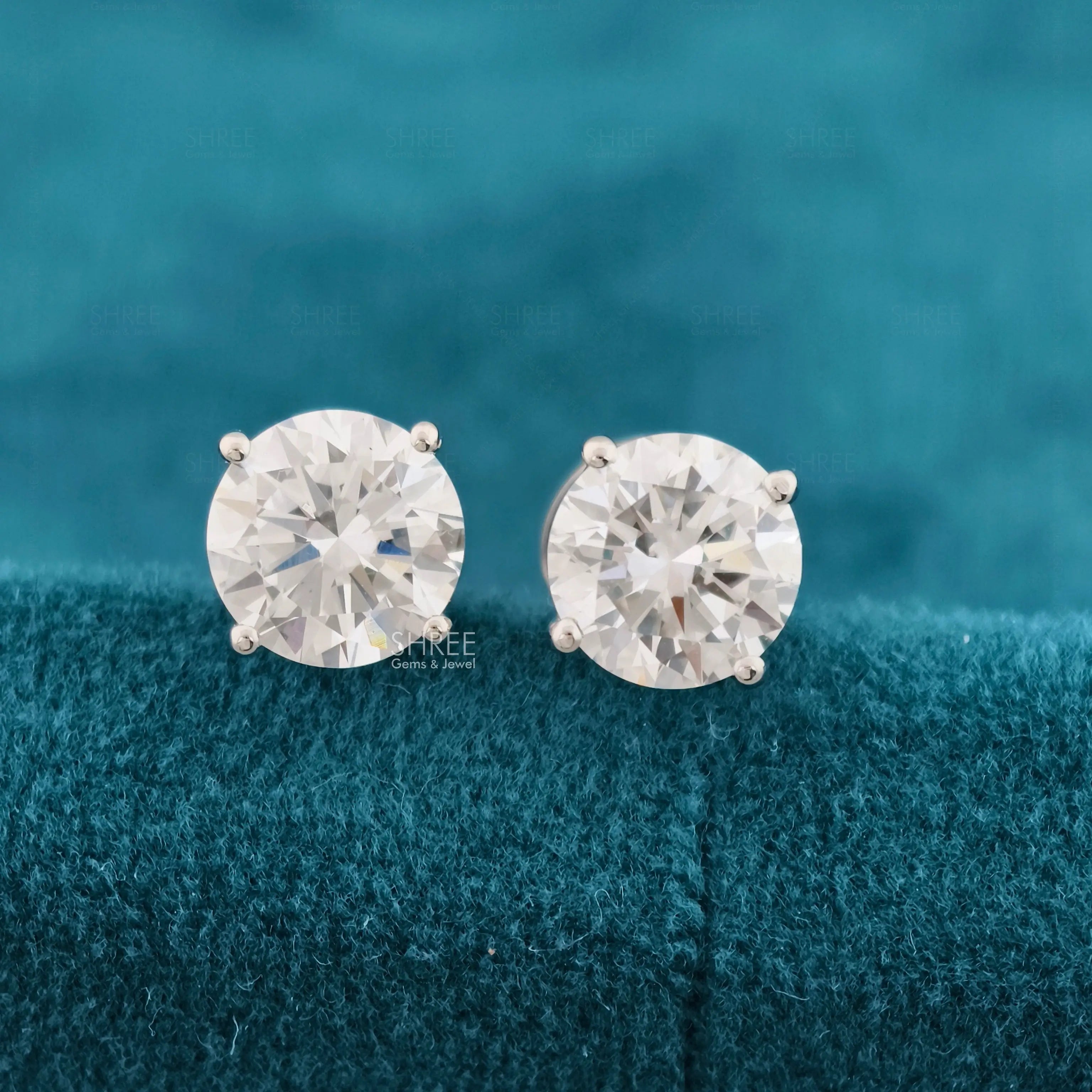 Front View Of 1 Carat Lab Made Diamond Stud Earrings​