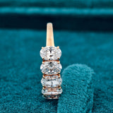 close up view of 1.5 Carat Oval Cut 5 Stone Lab Diamond Half Eternity Ring