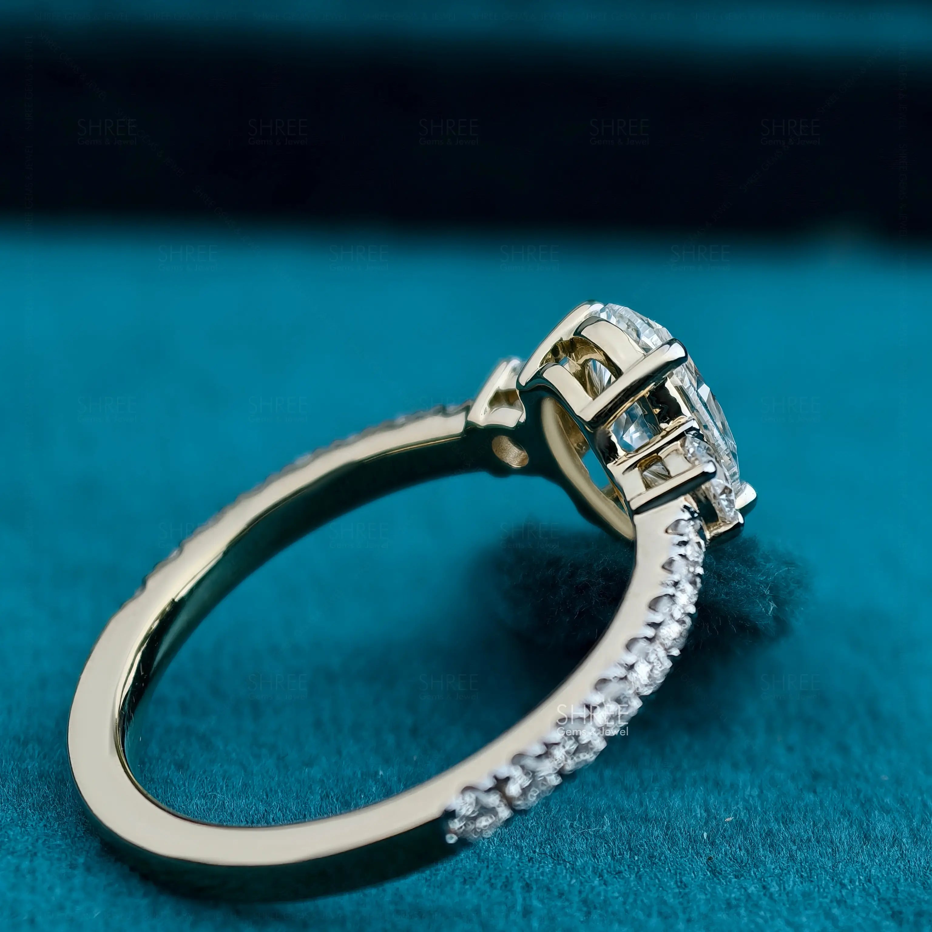 Side Front View of 1 Ct Oval Diamond Ring