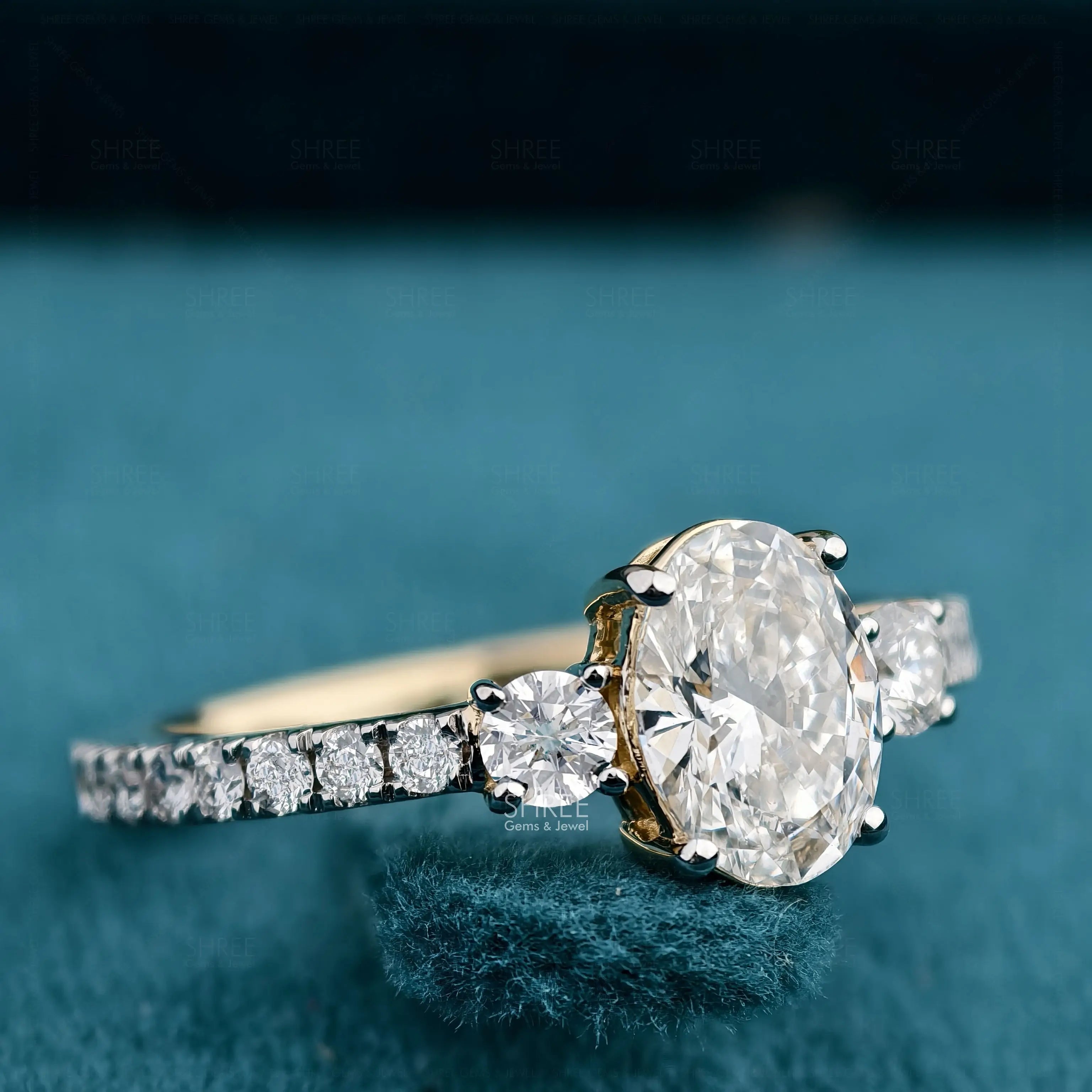 Side Front View of 1 Ct Oval Diamond Ring