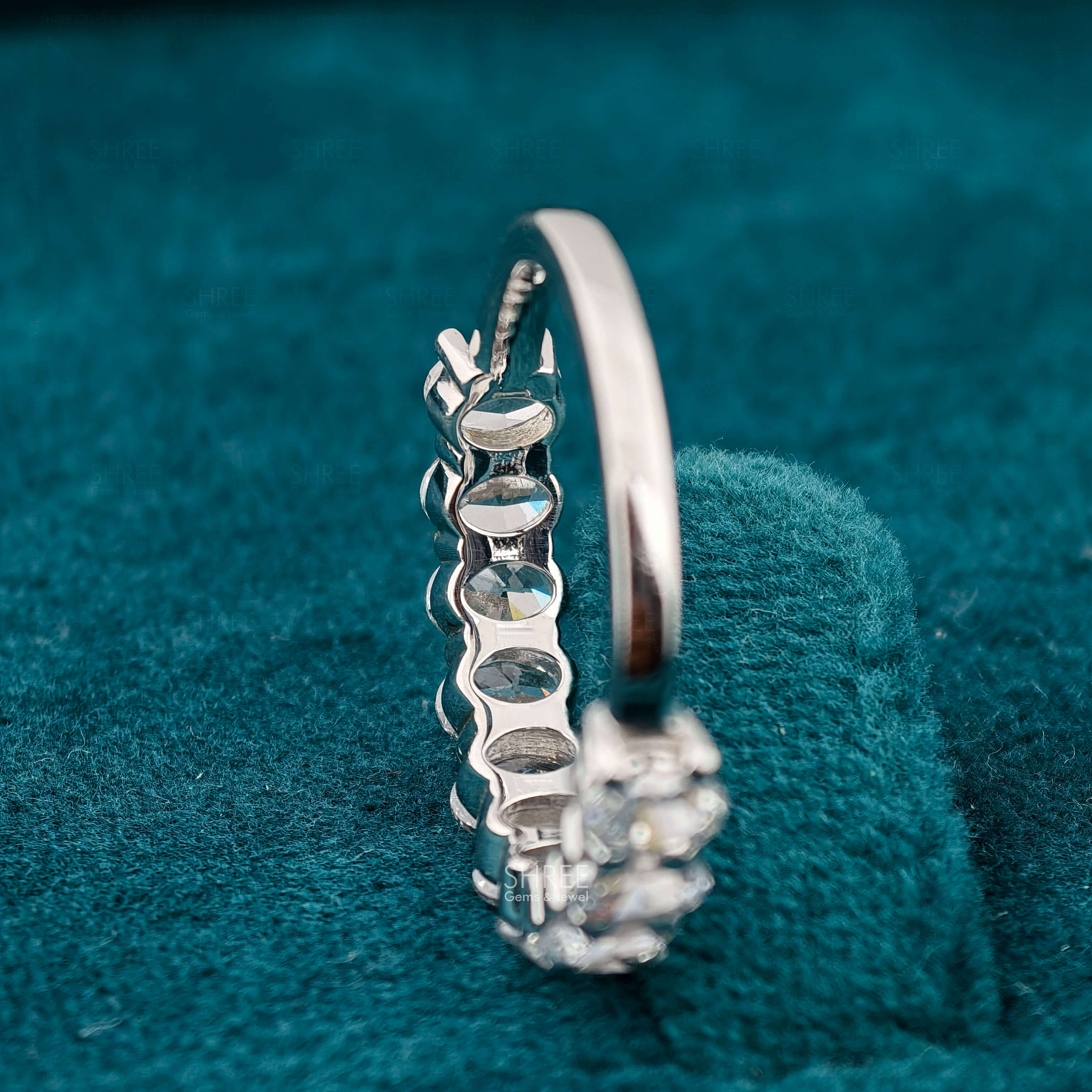 Back side view of 1 Carat Oval Diamond Half Eternity Band​