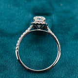 Full band view of 1 Carat Radiant Diamond Halo Engagement Ring with Accent