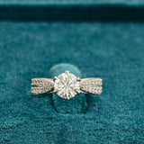 Front View of 1 Carat Round Brilliant Lab Grown Diamond Ring with Side Accents