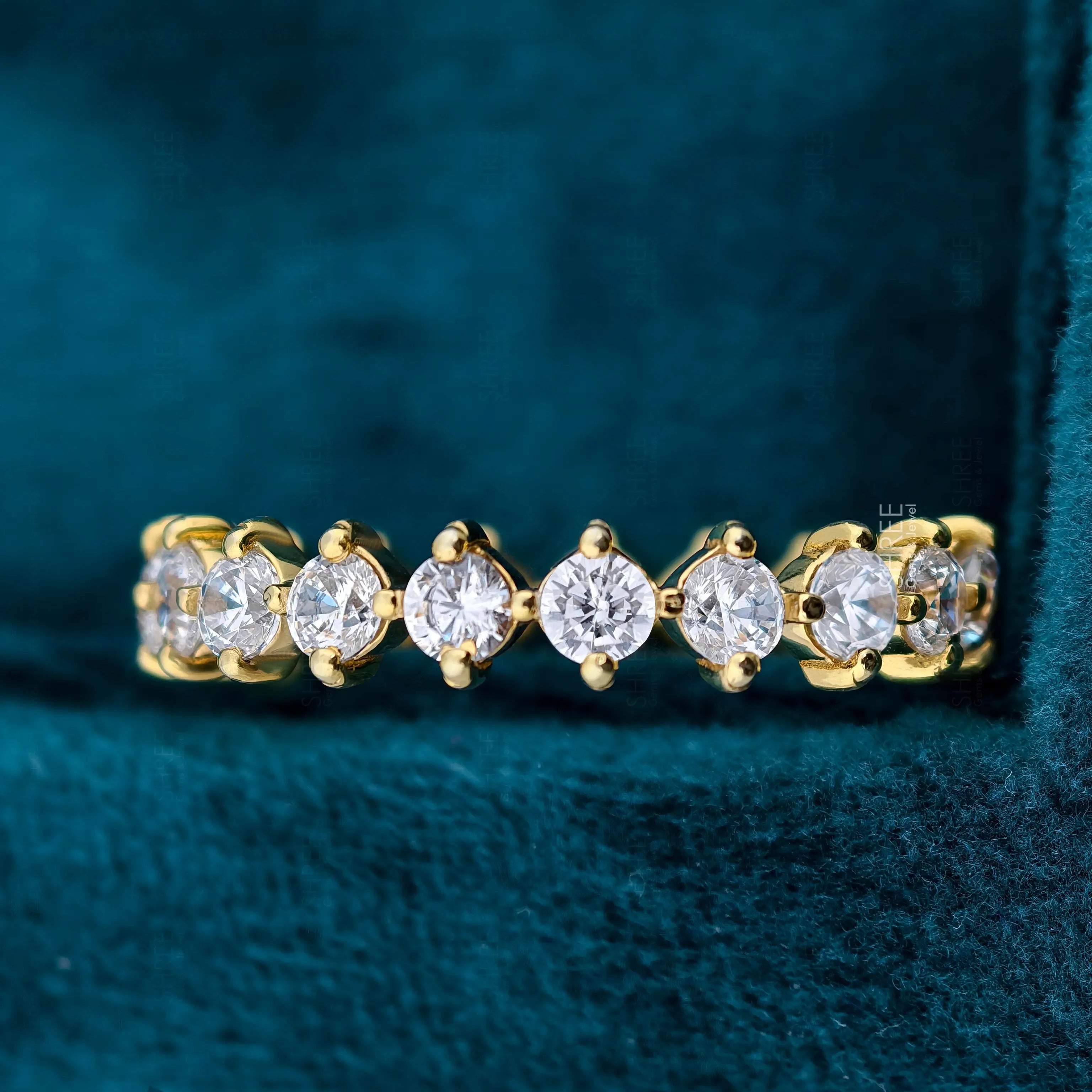 Front View Of 1 Carat Round Lab Grown Diamond Full Eternity Ring