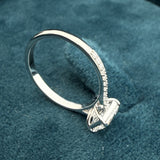 back view of lab created emerald cut diamond ring
