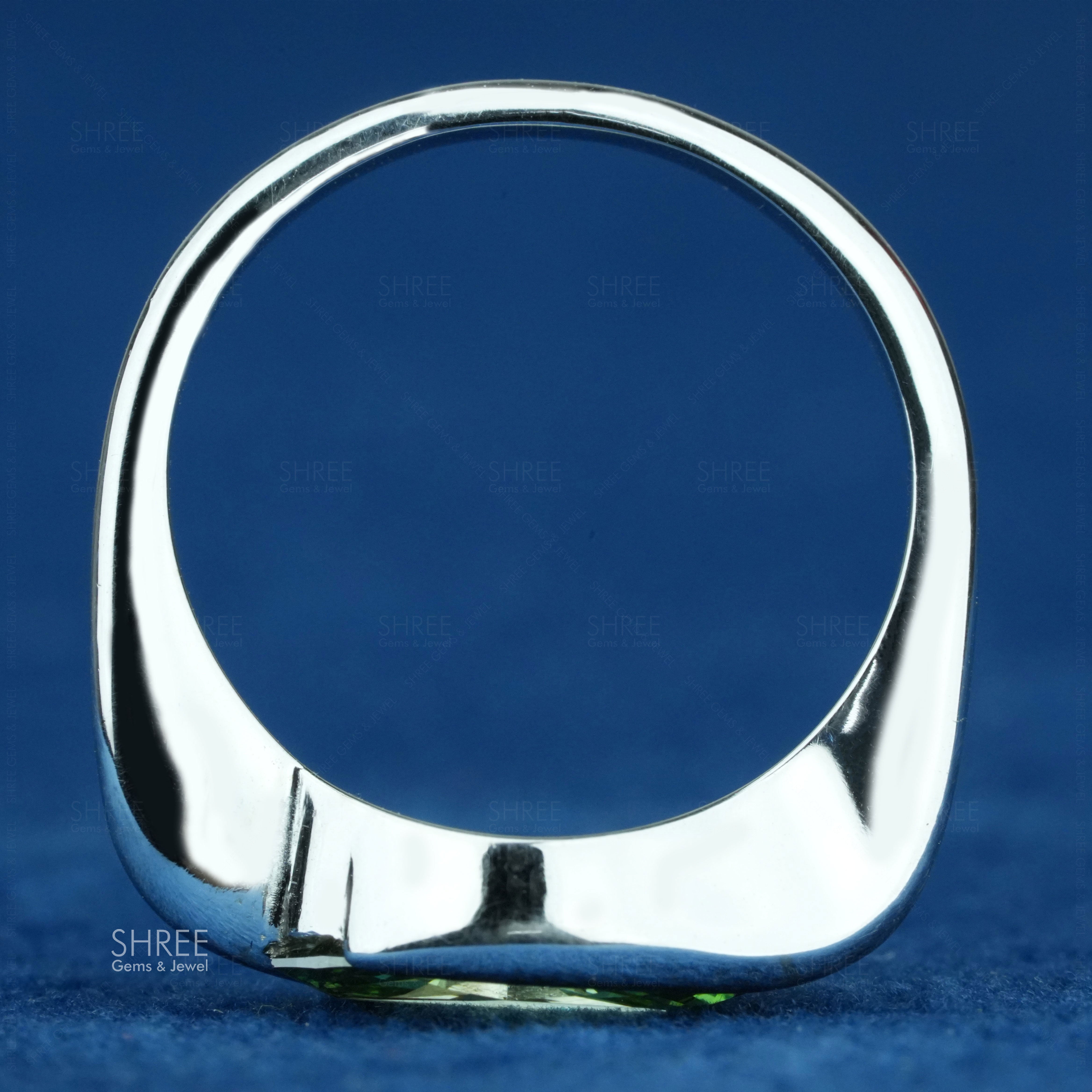 bottom view of lab grown green diamond ring​
