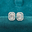 front view of emerald cut diamond earrings
