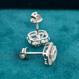 back screow view of emerald shape diamond earrings​
