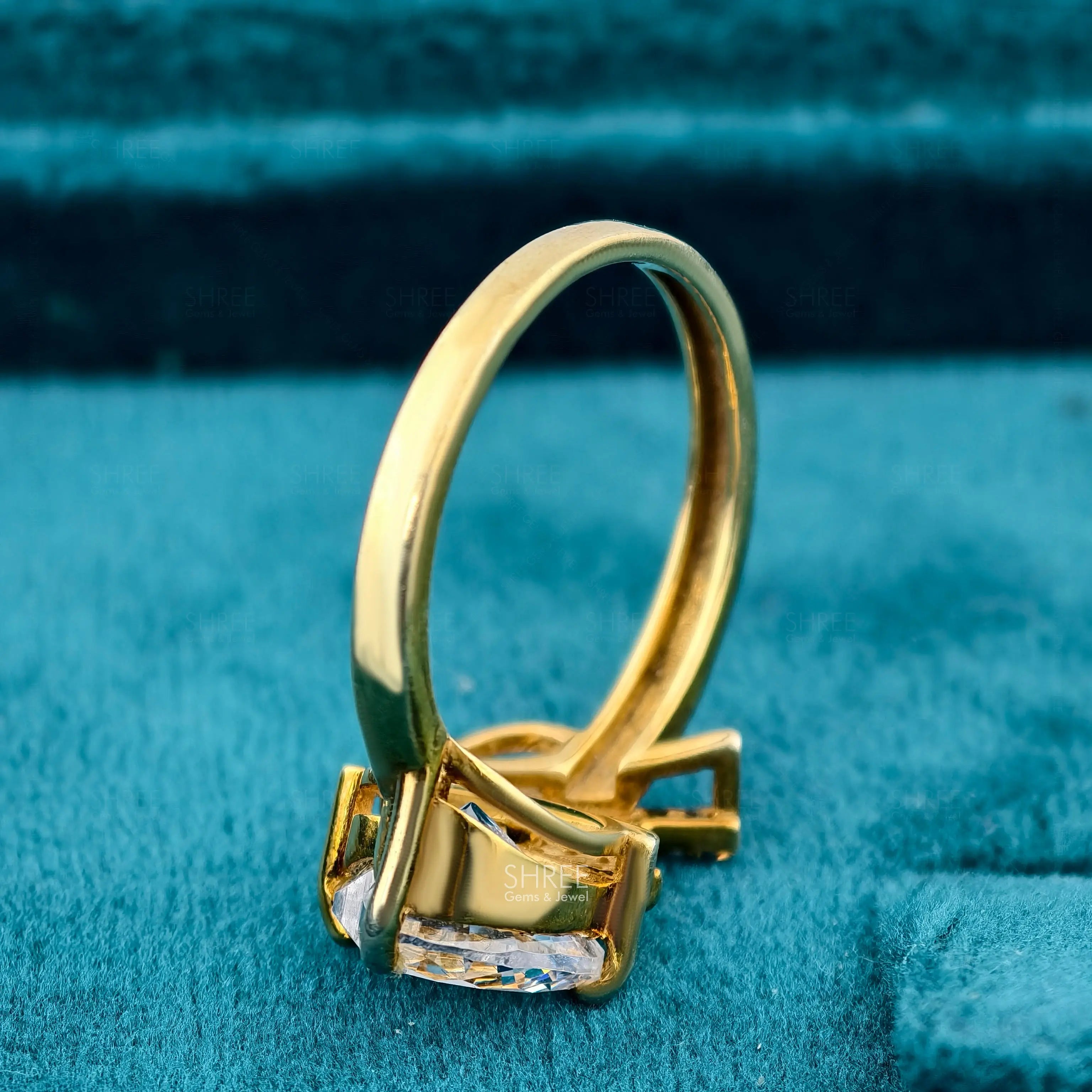Back / Band View of 1 Ct Heart Shaped Lab Diamond Initial Ring