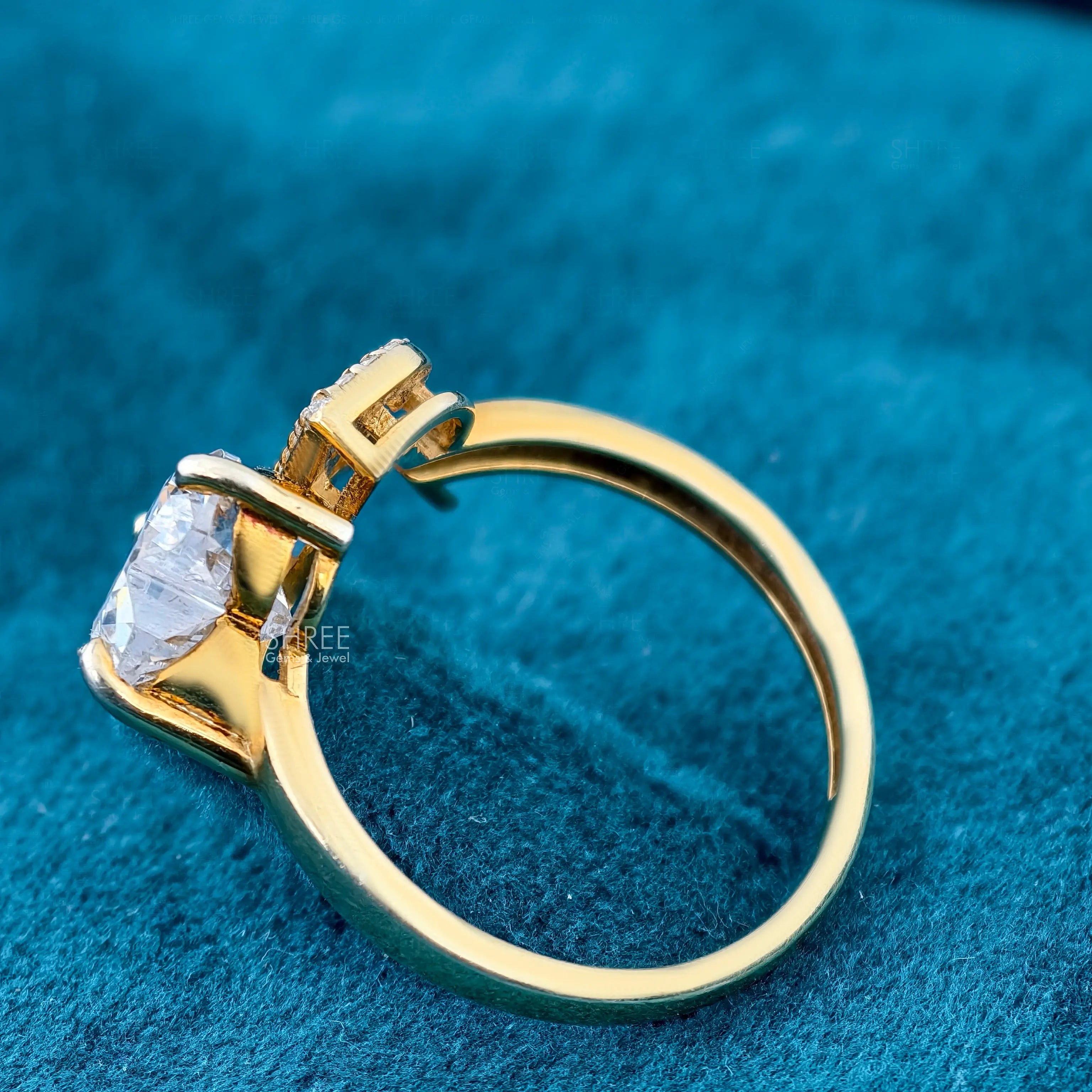 Side View of Heart Shaped Lab Grown Diamond Initial a Ring