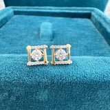 Front View Of 1 Ct Lab Grown Diamond Square Frame Stud Earrings