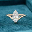 Front View of 1 Ct Marquise Cut Lab Grown Diamond V-Band Solitaire Ring