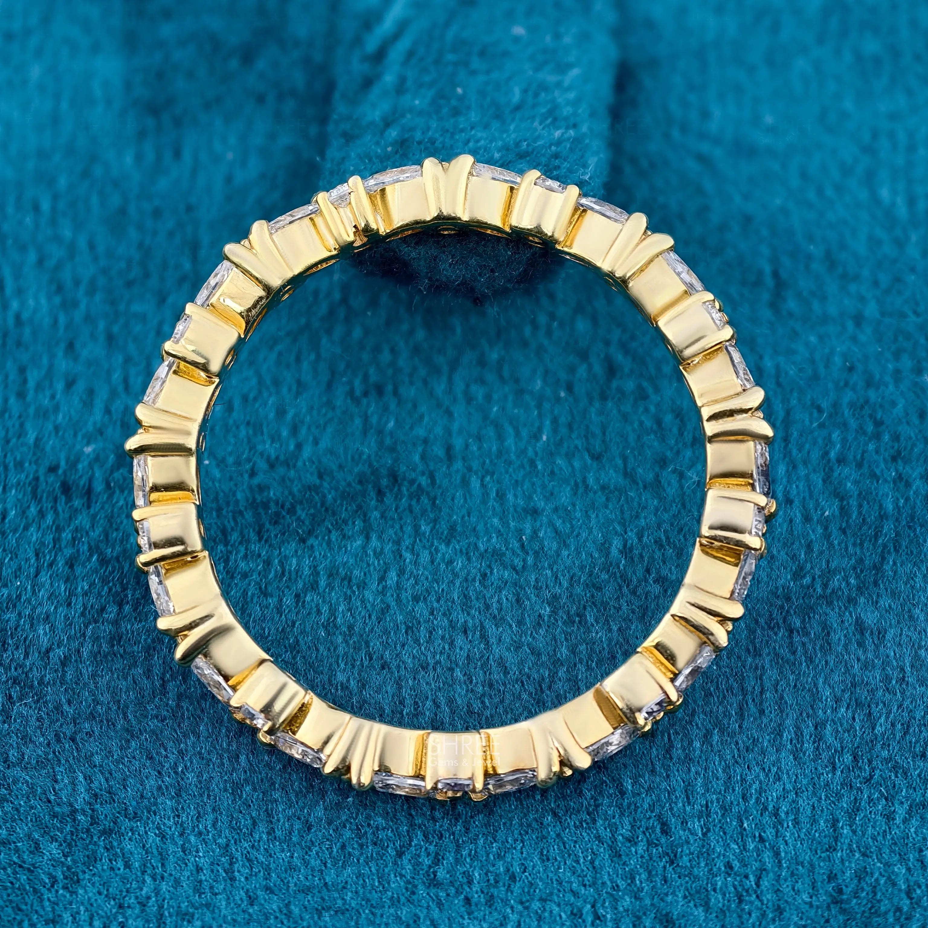 Top View of Marquise and Round Cut Lab Grown Diamond Eternity Band
