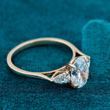 Underside View of 1 Ct Oval Lab Diamond Three Stone Engagement Ring with Pear Side Stone
