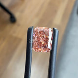 front view of radiant cut pink diamond