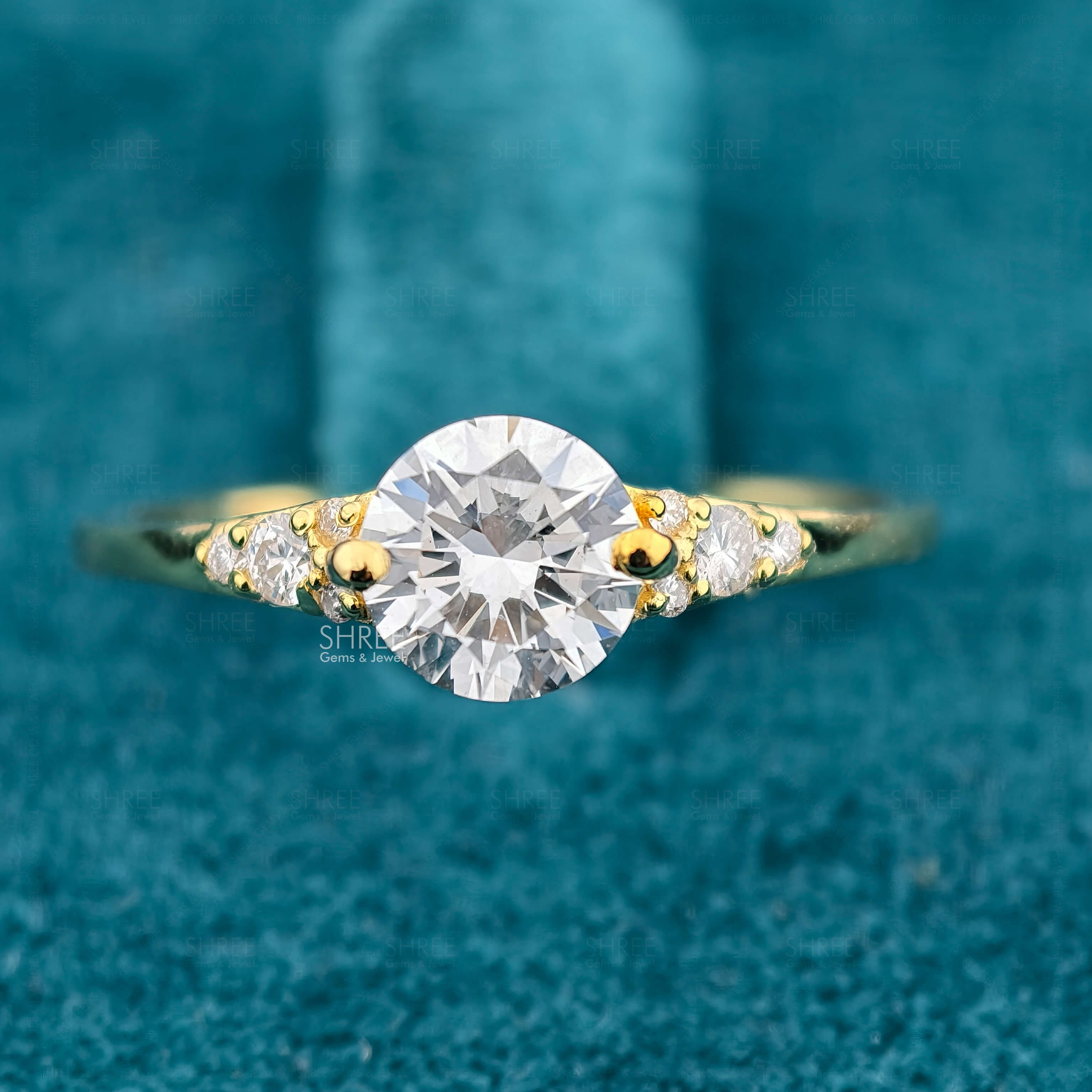Front view of round engagement rings​
