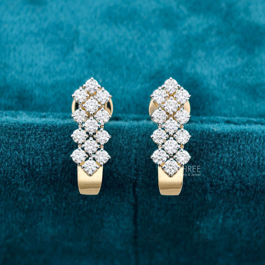 front view of diamond hoop earrings​
