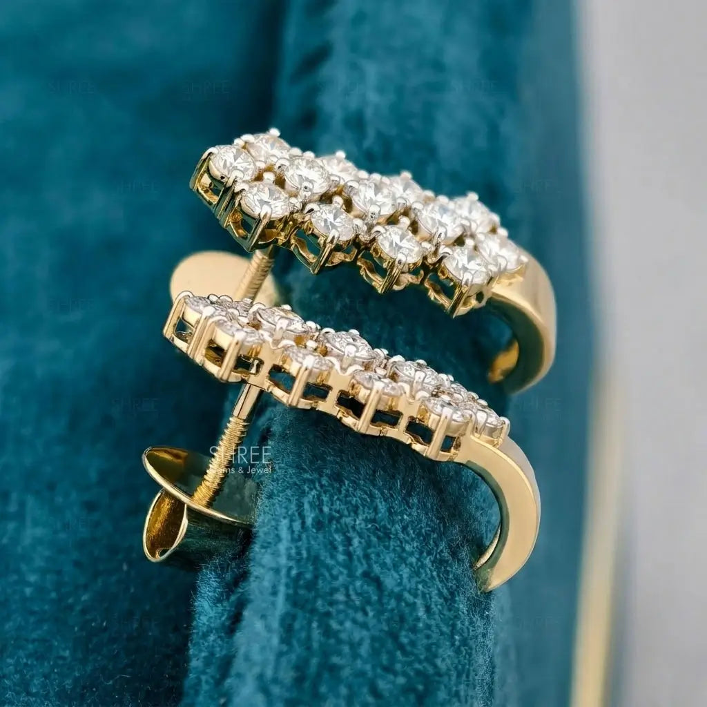 side view of women's diamond hoop earrings​

