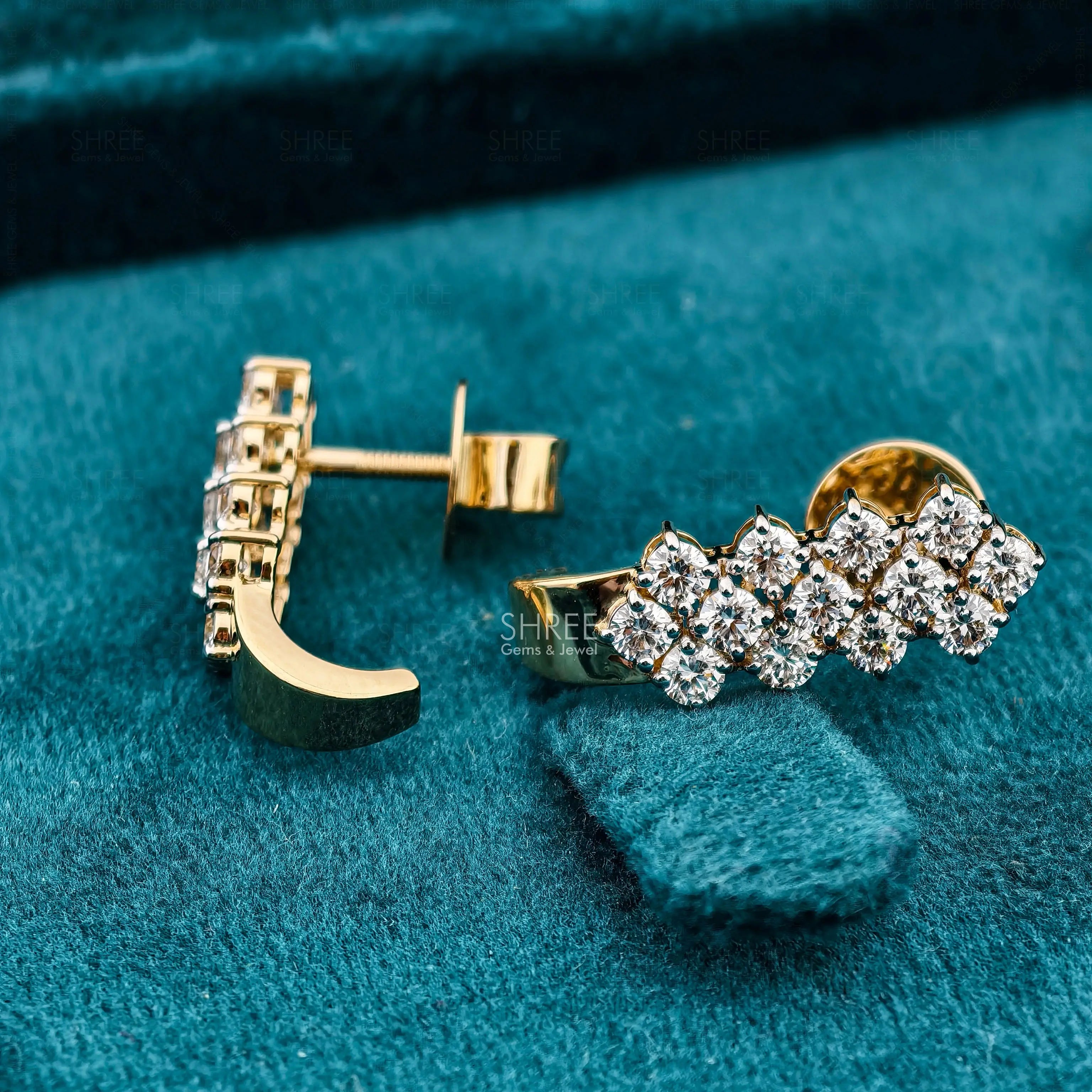 back side view of small diamond hoop earrings​

