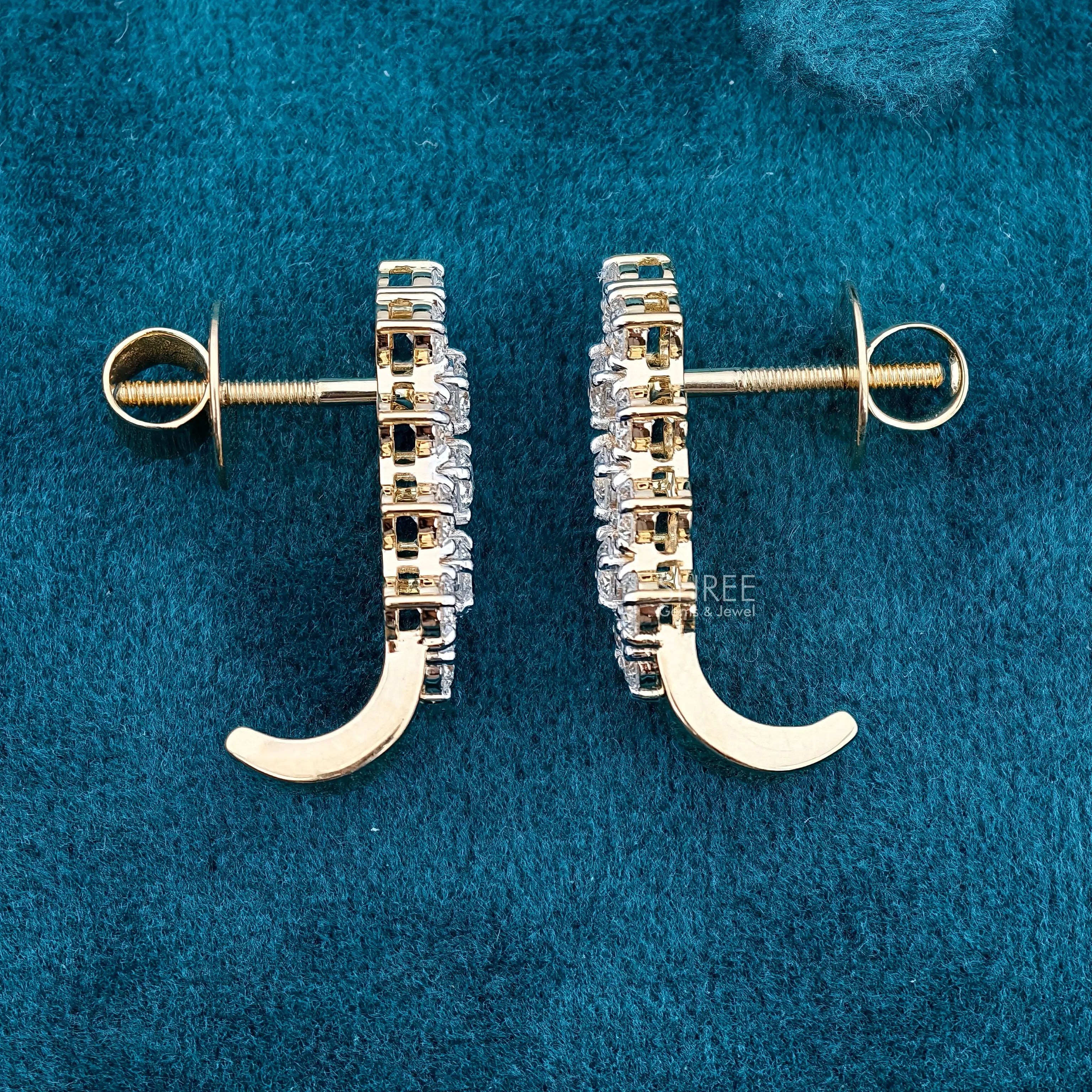 lock view of lab grown diamond hoop earrings​
