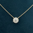 front view of halo diamond necklace
