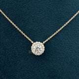 front view of halo diamond necklace
