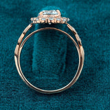 Full band view of 1Ct Round Lab Diamond Vintage Style Halo Engagement Ring