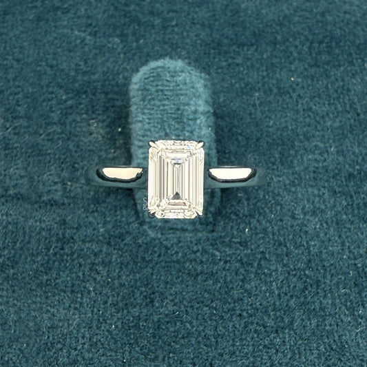 Front View of Solitaire Diamond Rings Emerald Cut
