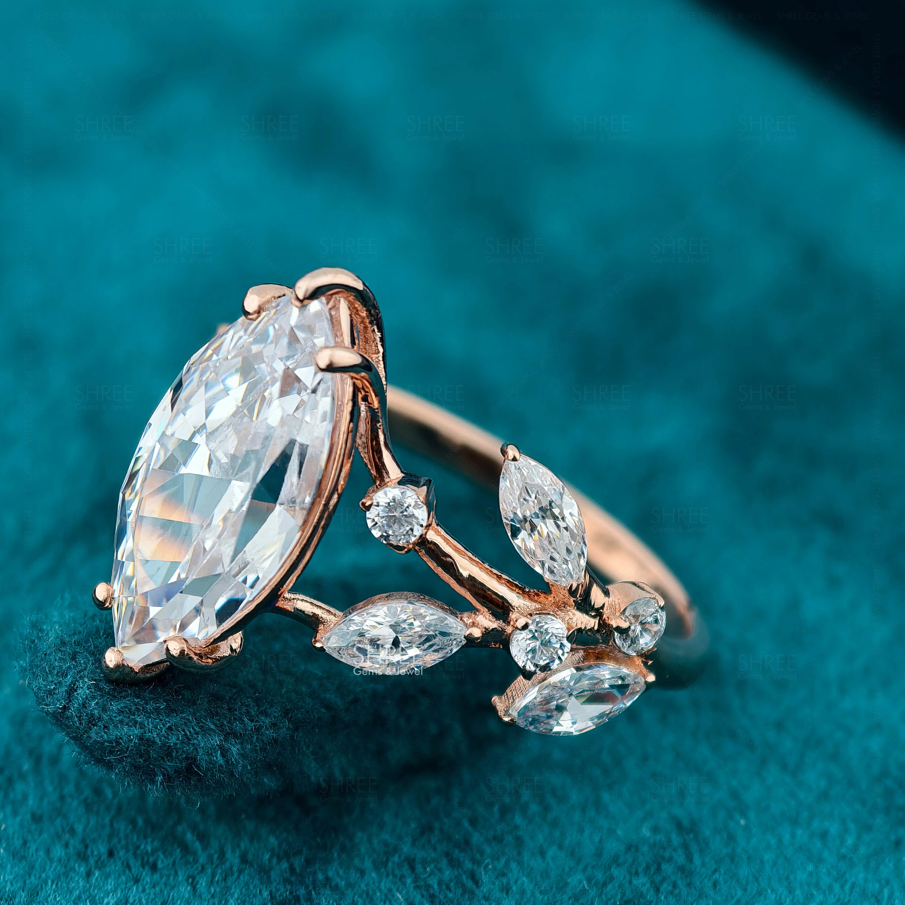 Side View of 1 Ct Marquise Diamond Engagement Ring