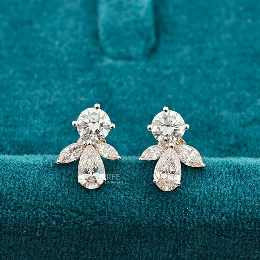 front view of lab diamond stud earrings for women​