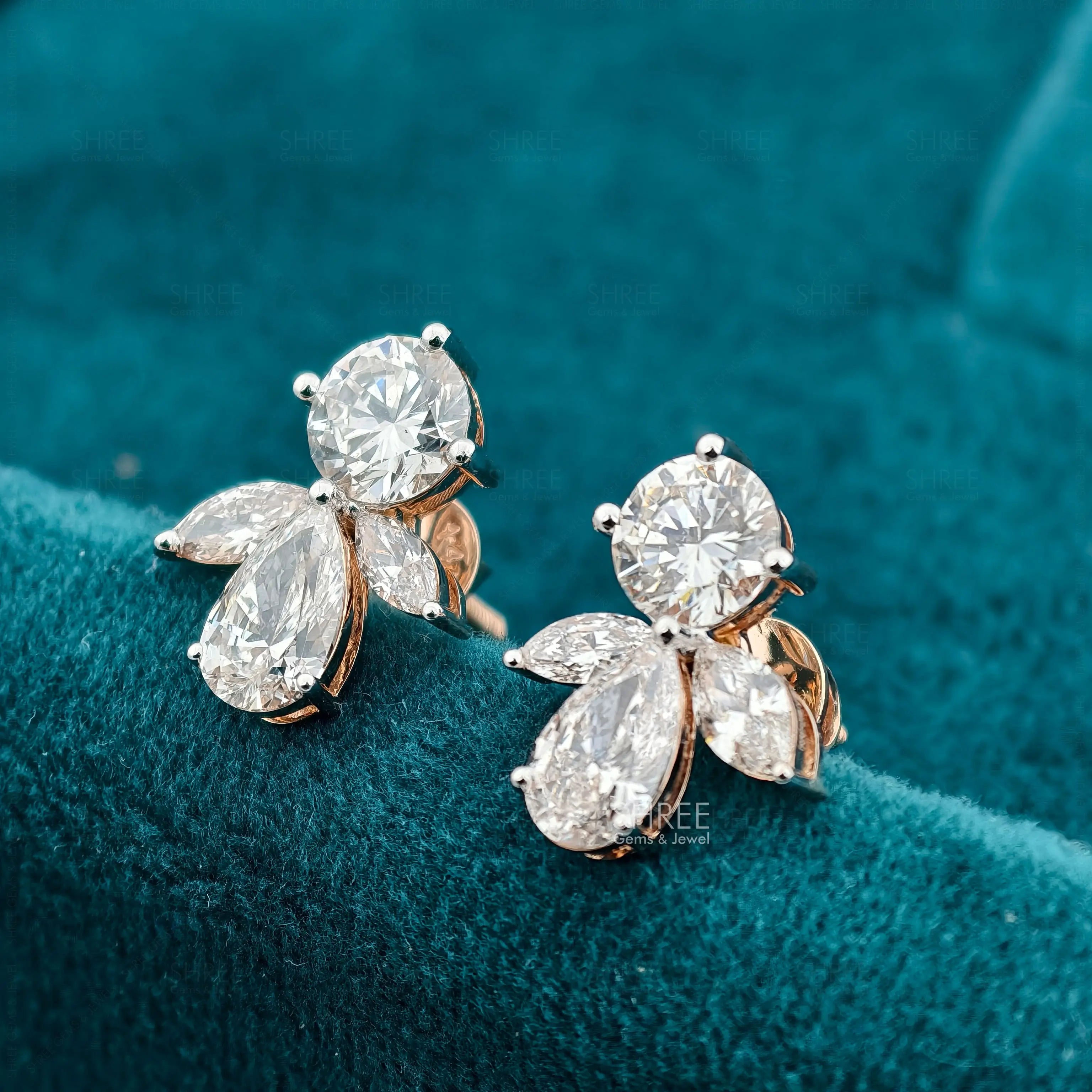 side view of lab grown diamond earrings for women​