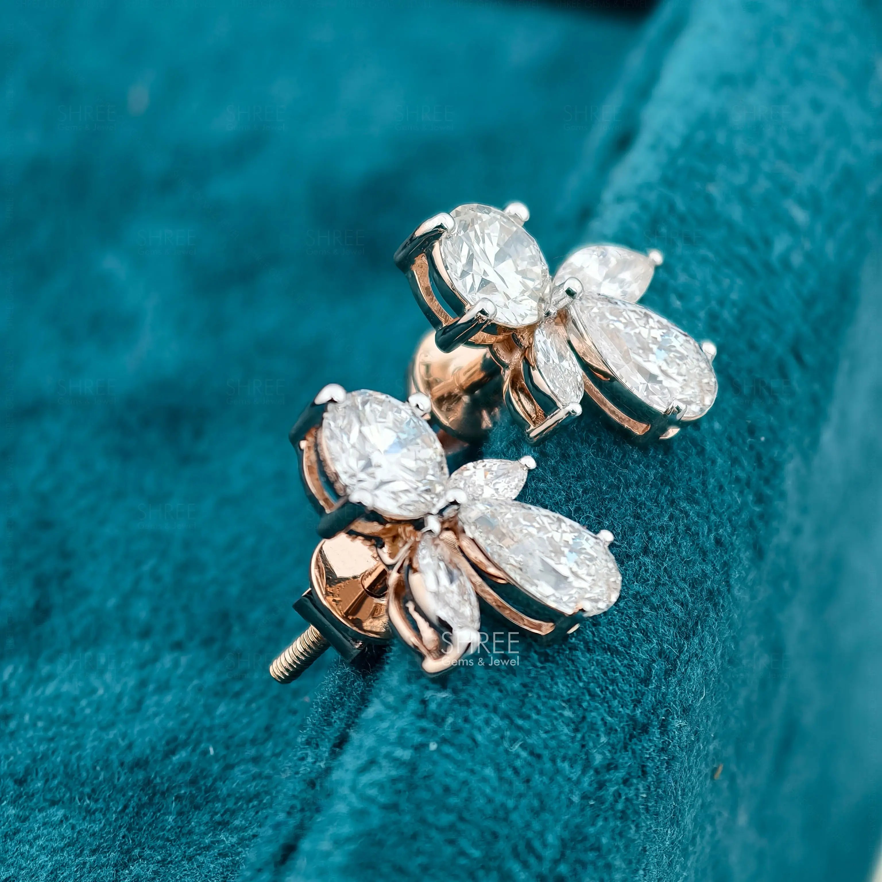 side view of lab grown stud diamond earrings