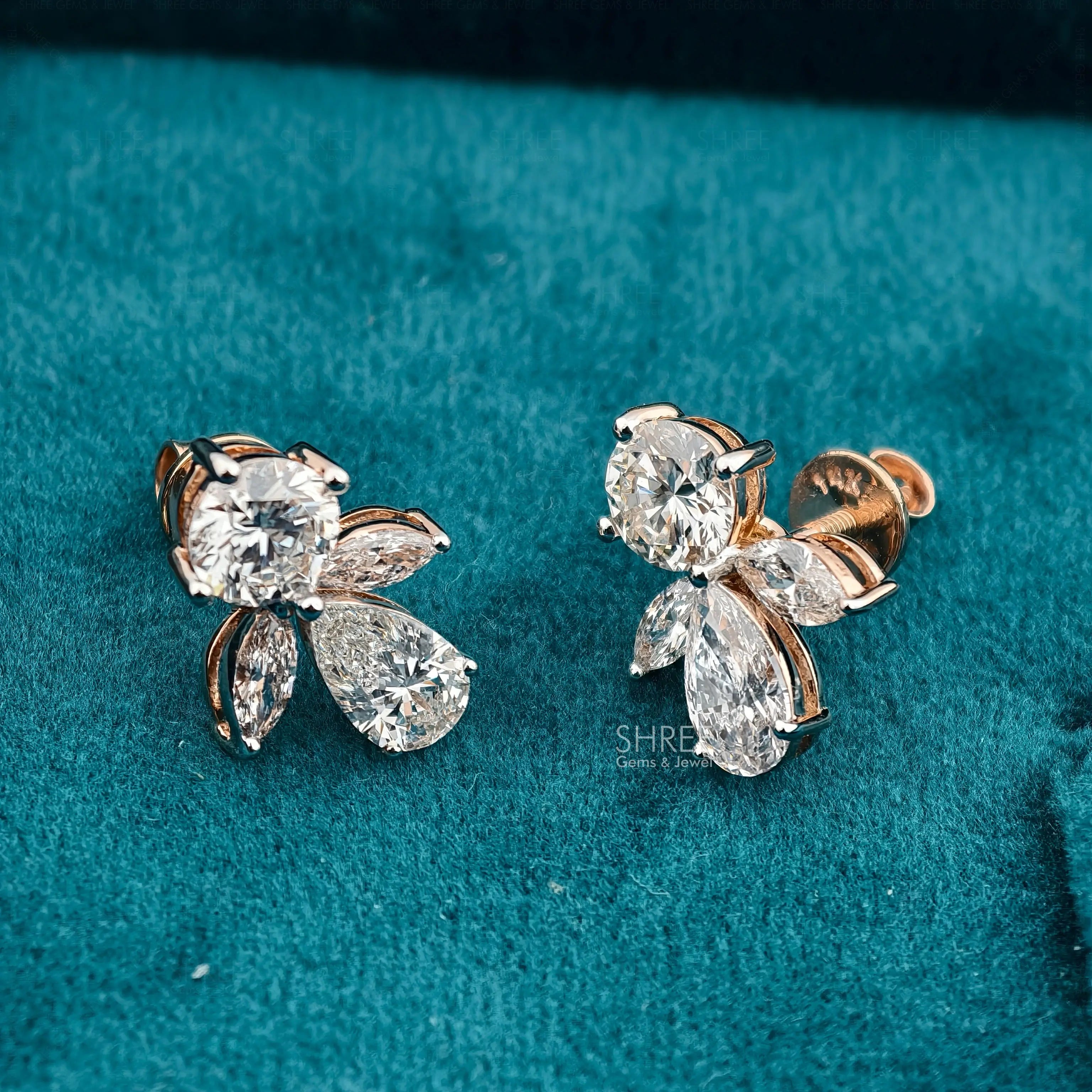 front view of best lab grown diamond stud earrings​