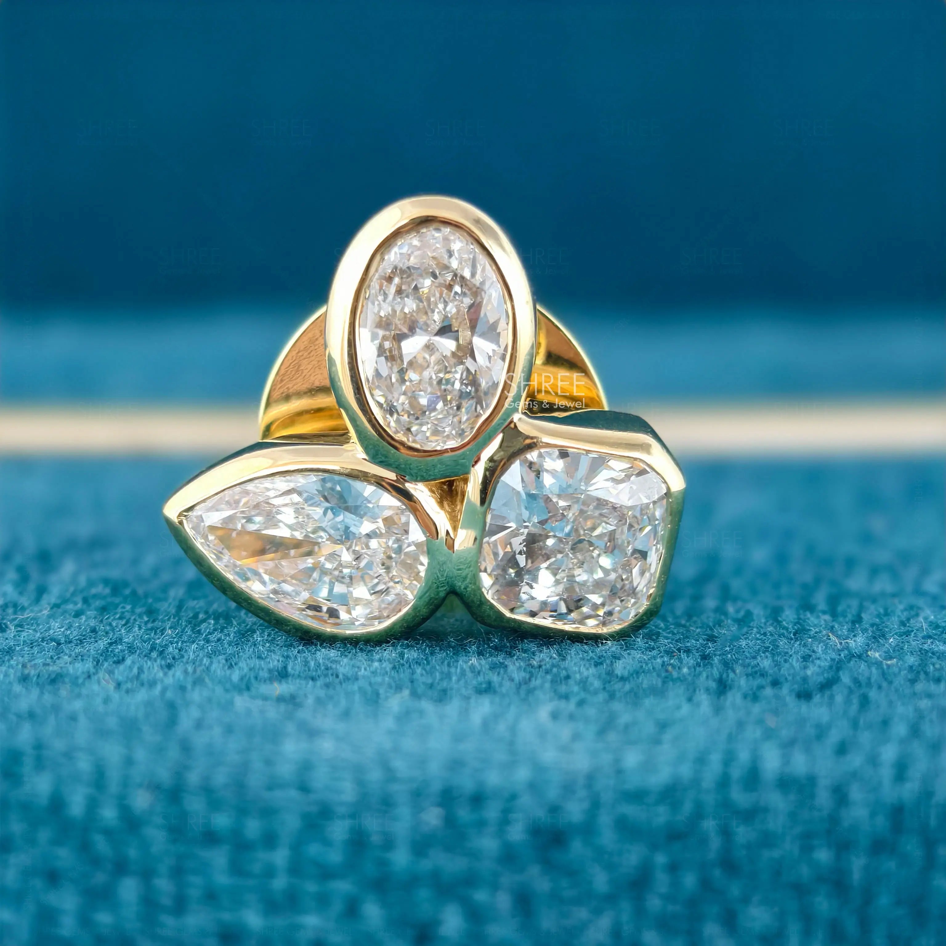 front view of bezel diamond earrings​
