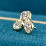 front view of bezel set diamond stud earrings​