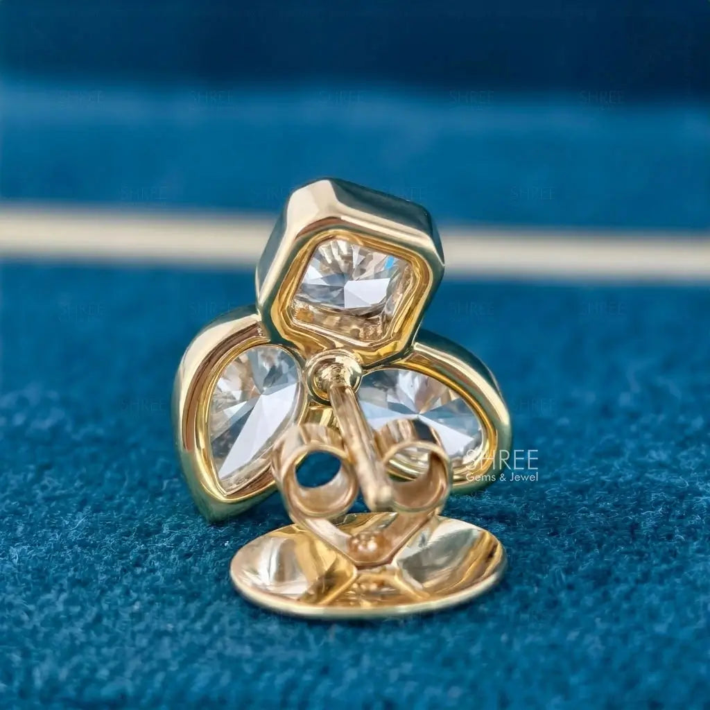back view of 2.50 Ct Multi Shape Bezel Diamond Stud Earrings​