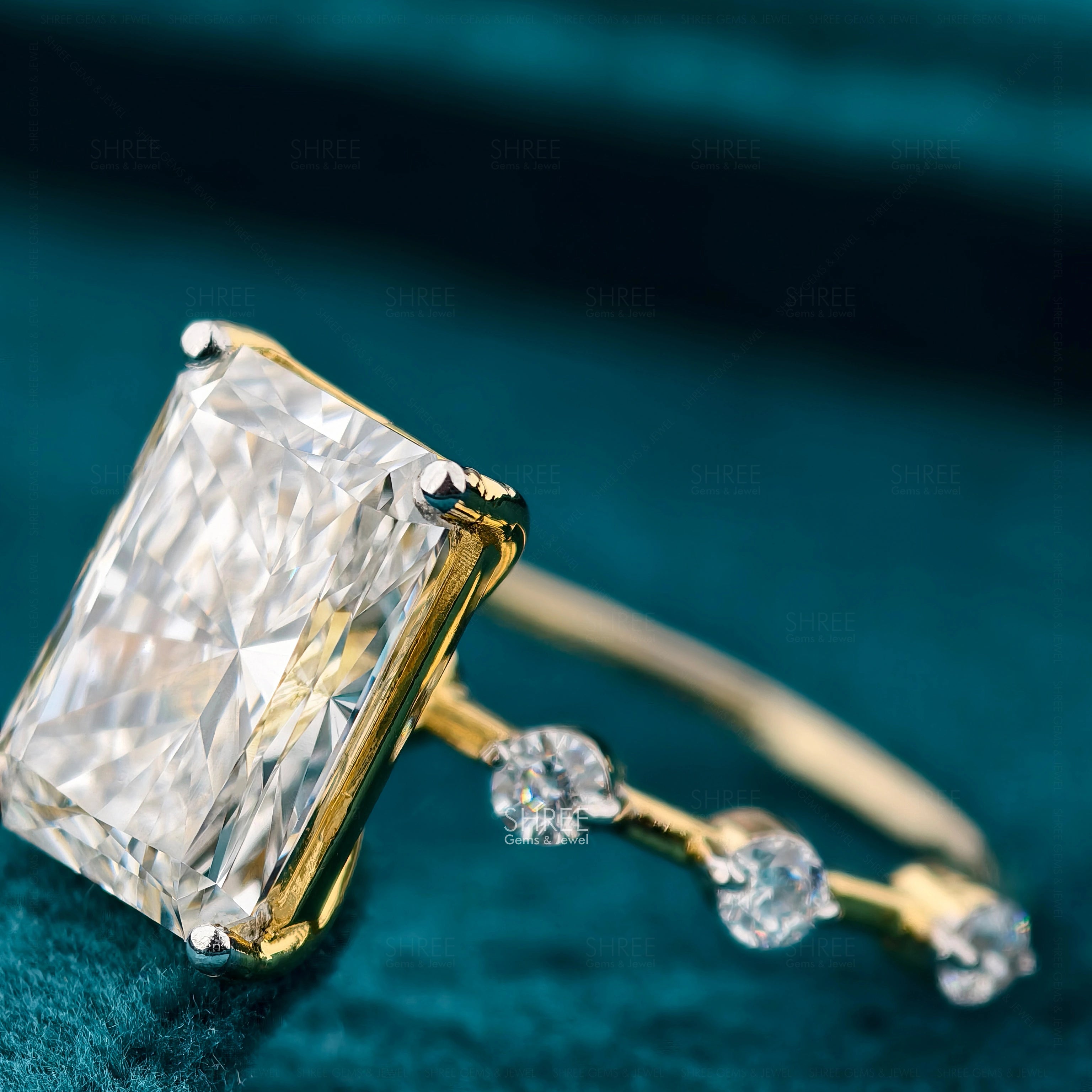 Side View of Radiant Cut Diamond Engagement Rings