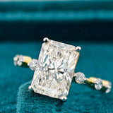 Side Stone View of 2.50 Ct Radiant Cut 7 Stone Lab Diamond Engagement  Ring