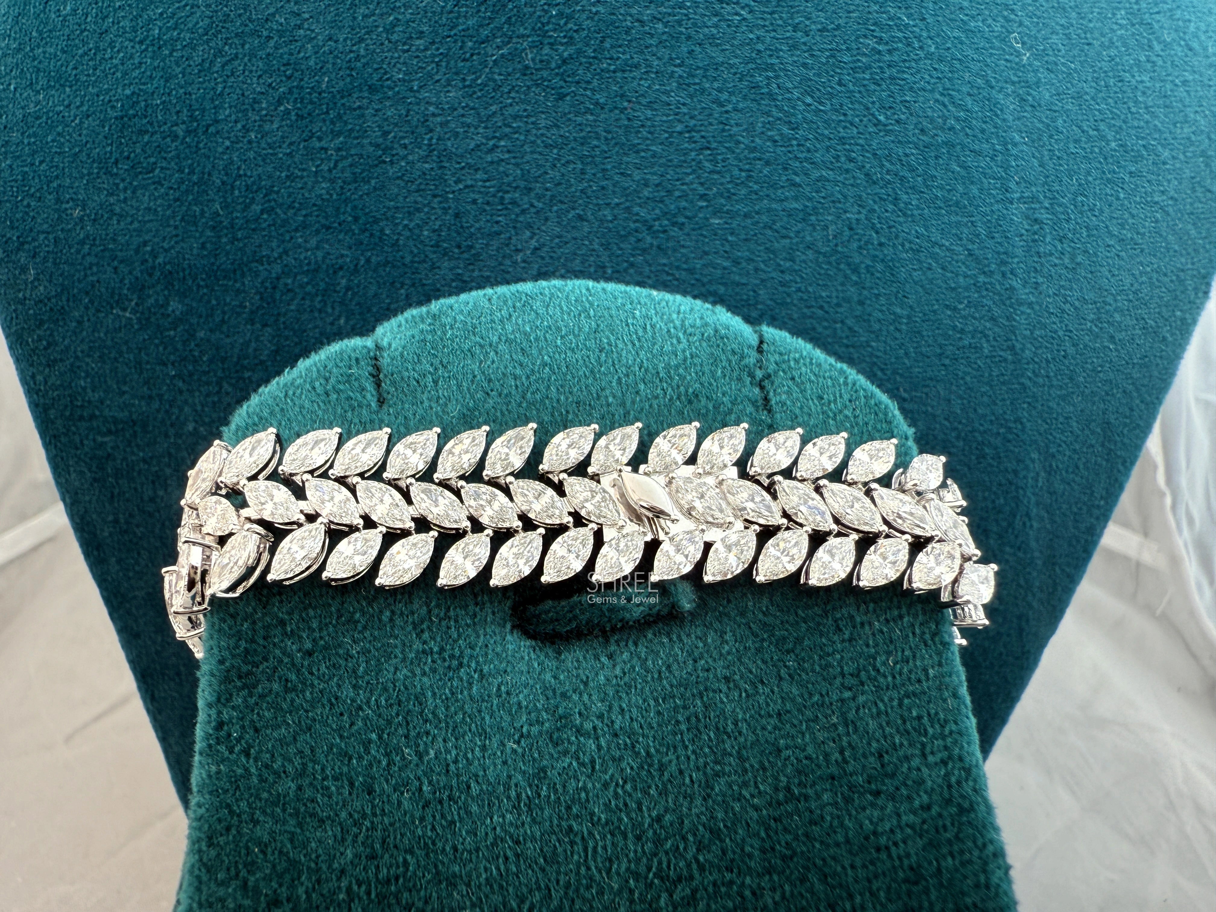 Front View of Marquise Shape Lab Diamond Tennis Bracelet