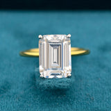 Front view of 2 Carat Emerald Cut Engagement Ring with Hidden Halo