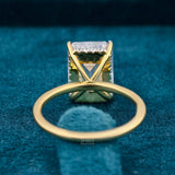 Back side view of 2 Carat Emerald Cut Engagement Ring with Hidden Halo