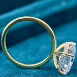 Side view of 2 Carat Emerald Cut Engagement Ring with Hidden Halo