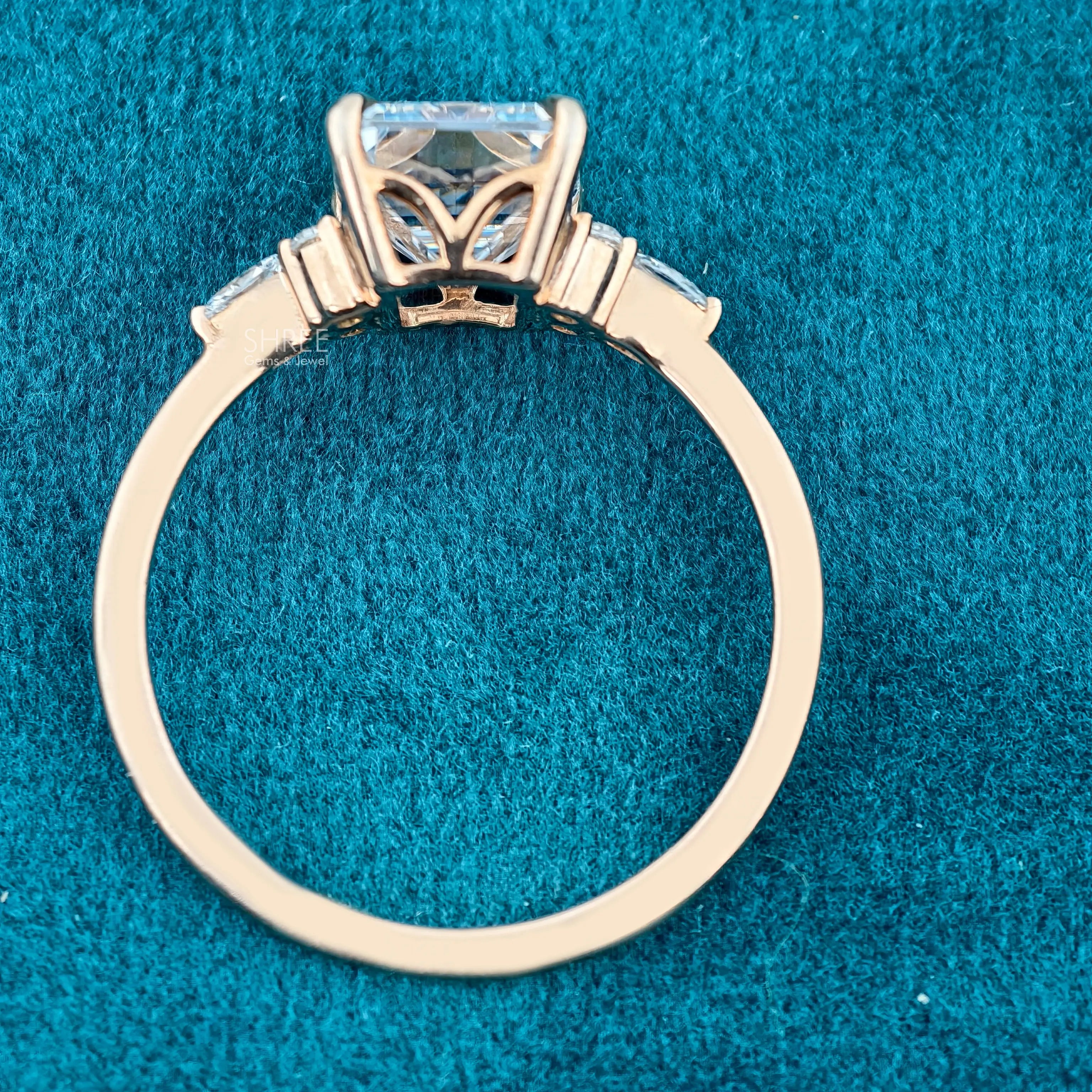 top view of 2 Carat Lab Created Emerald Cut Diamond Ring​