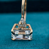 Side Angle Close-Up of 2 Carat Lab Created Emerald Cut Diamond Ring​