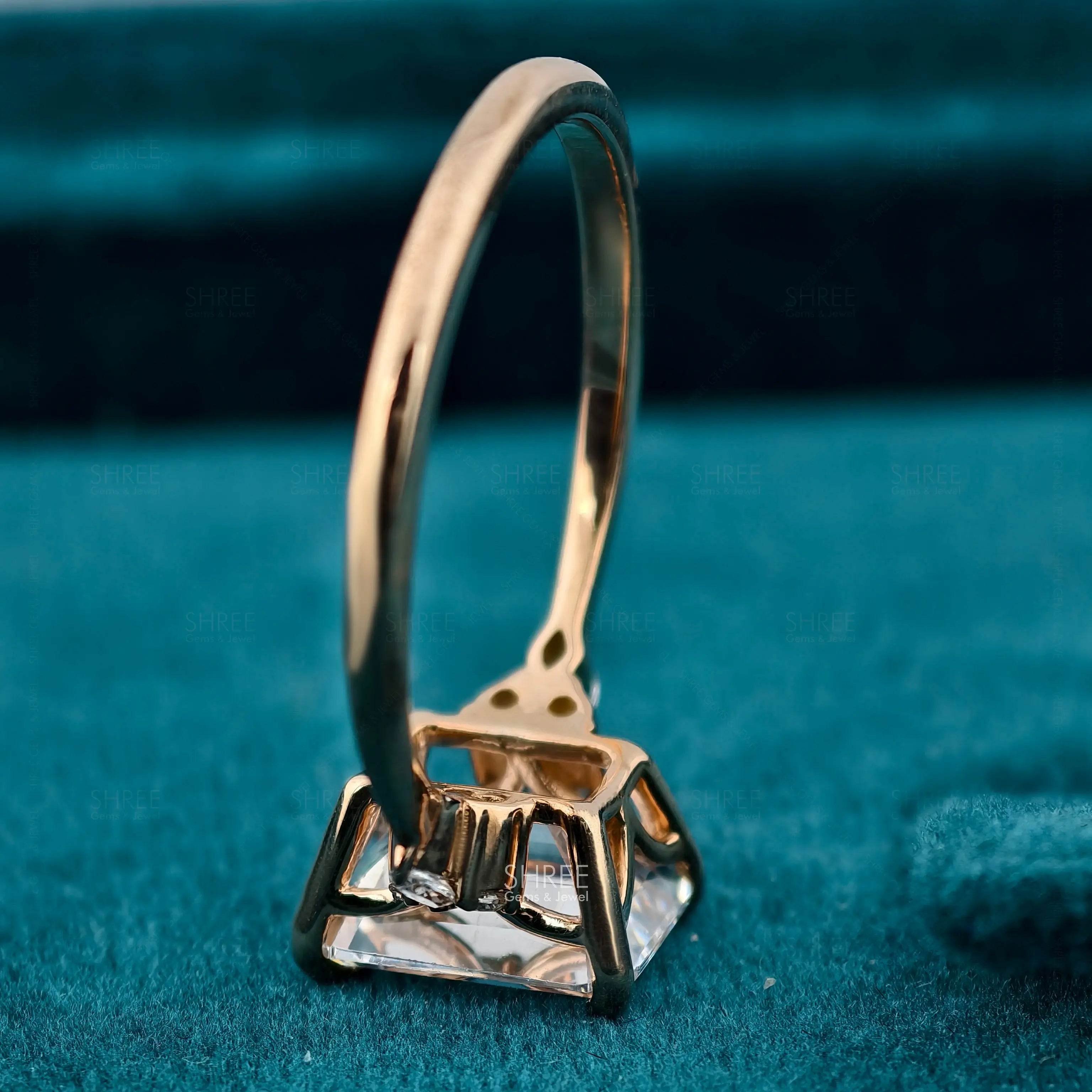 Side Angle Close-Up of 2 Carat Lab Created Emerald Cut Diamond Ring​