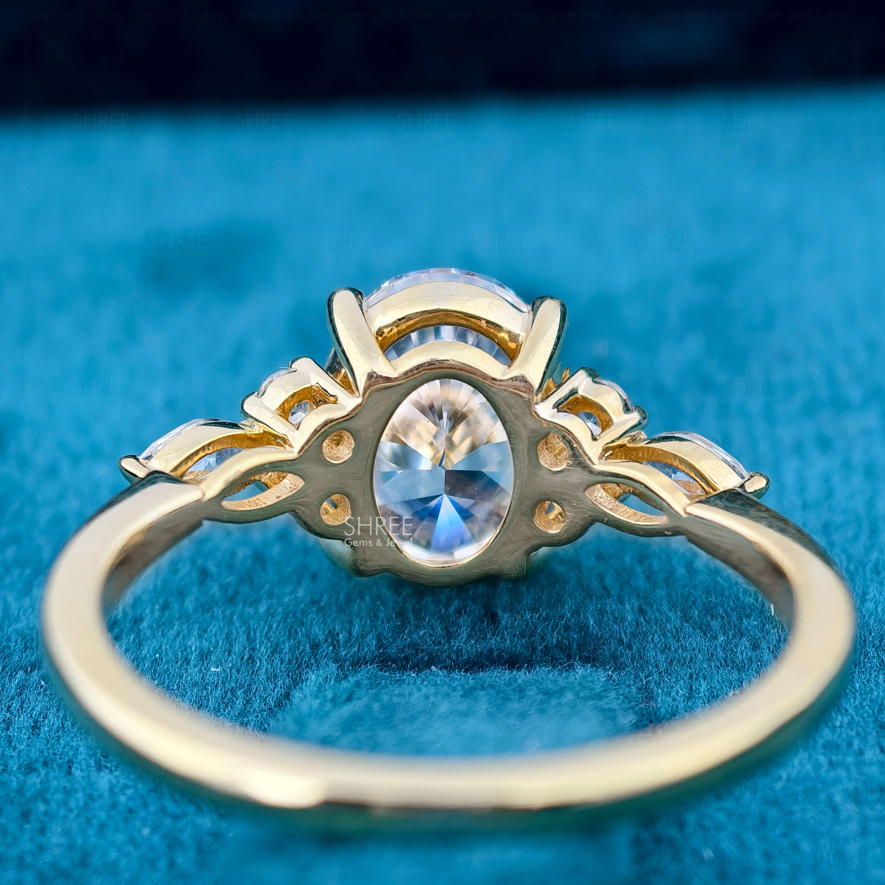 Back Side View Of 2 Carat Oval Lab Grown Diamond Engagement Ring