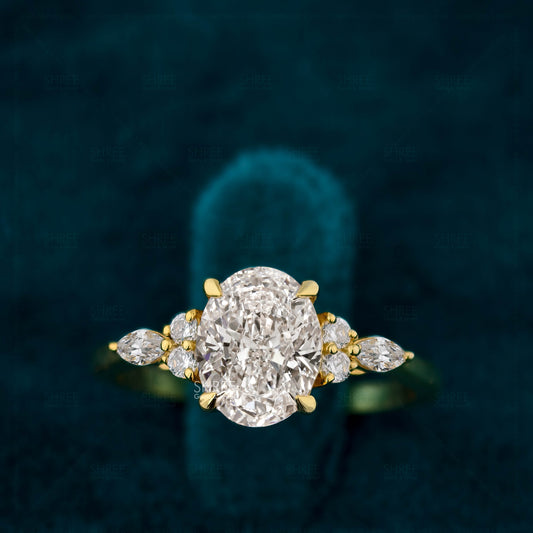 Front View Of 2 Carat Oval Lab Grown Diamond Engagement Ring