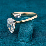 Diamond Close View of 2 Carat Pear Shaped Lab Diamond Bypass Ring