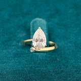 Front View of 2 Carat Pear Shaped Lab Diamond Bypass Ring