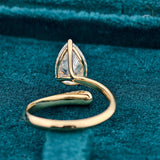 Back Side View of 2 Carat Pear Shaped Lab Diamond Bypass Ring